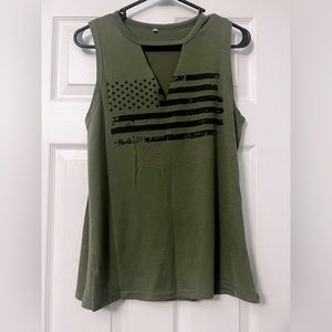 Womens Vneck American Flag tank‎